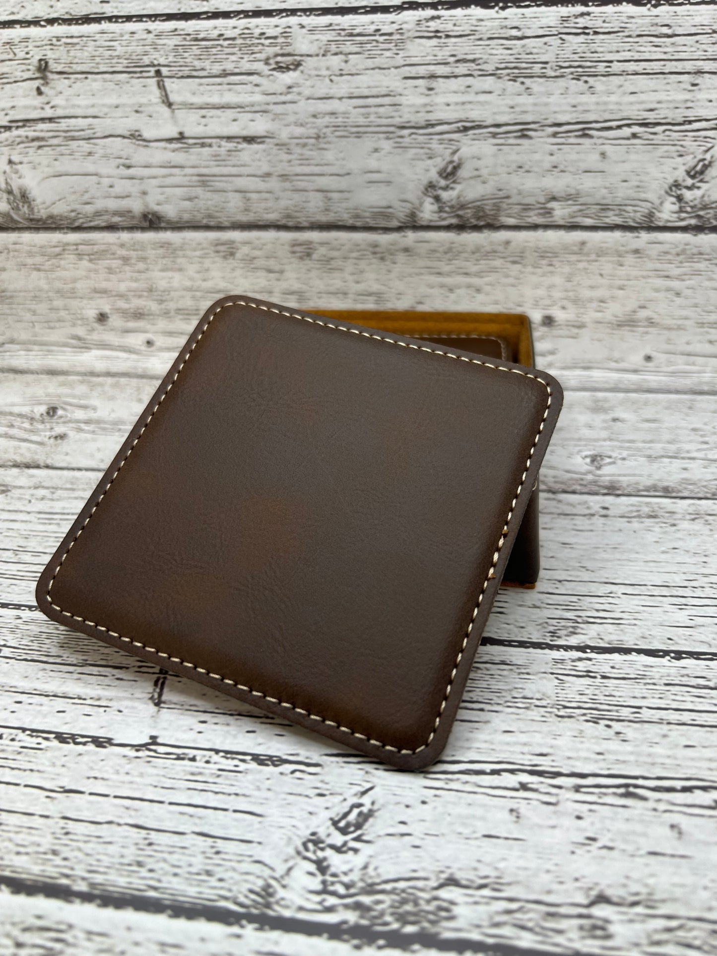 Leatherette Coaster - Set Of 6 Laser Engraved