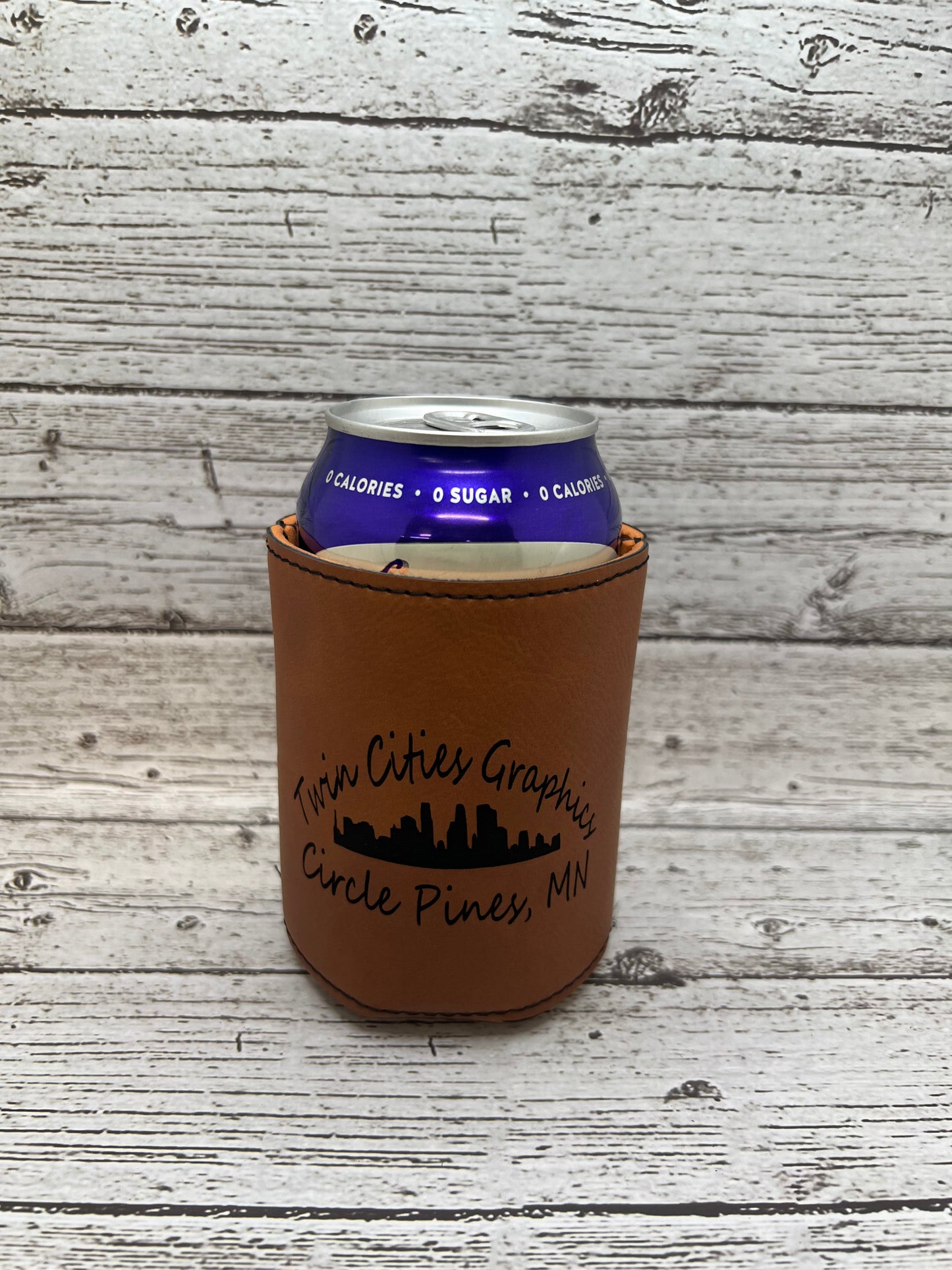 North Metro Trail Riders Rawhide Can Koozie / Leatherette Engraveable